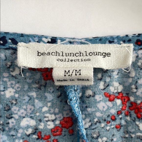 Beachlunchlounge Blue 3/4 Sleeve Tie Front Viscose  Blouse Medium - Picture 4 of 15